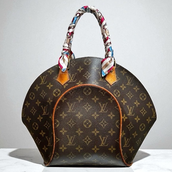 Louis Vuitton Monogram Leather & Vachetta Ellipse MM Satchel Bag - Picture 1 of 10